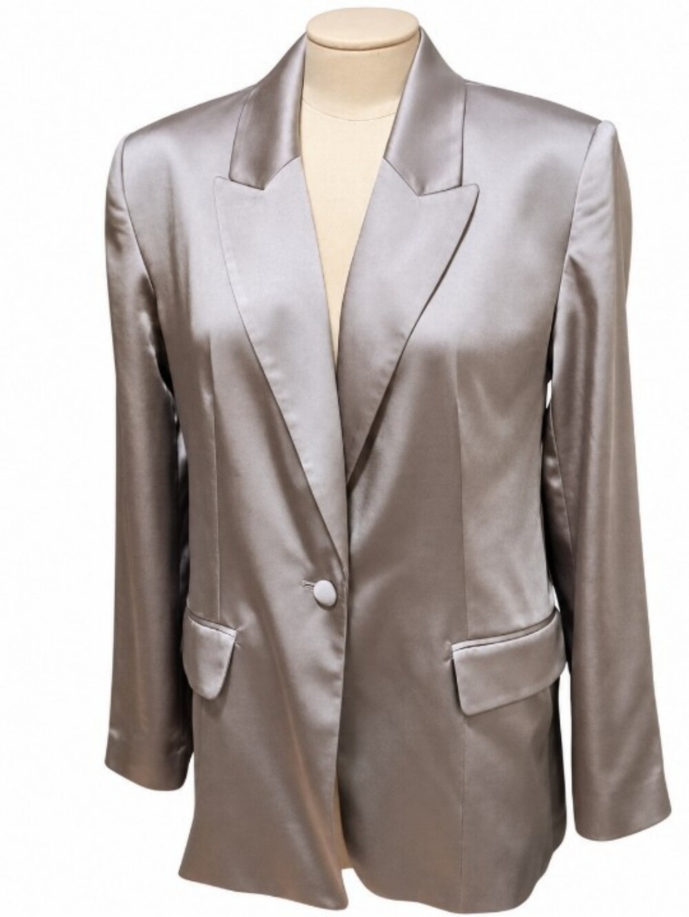 House Of Harlow 1960 Gray Satin Boyfriend Blazer Size 6